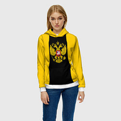 Толстовка-худи женская Имперская Россия краски герб, цвет: 3D-белый — фото 2