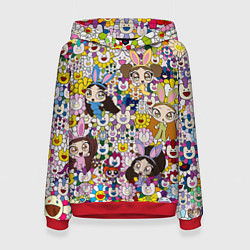 Толстовка-худи женская Right now NewJeans and Takashi Murakami, цвет: 3D-красный