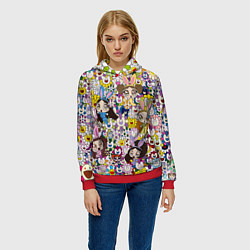 Толстовка-худи женская Right now NewJeans and Takashi Murakami, цвет: 3D-красный — фото 2
