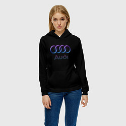 Толстовка-худи женская Audi neon logo, цвет: 3D-черный — фото 2