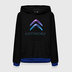 Толстовка-худи женская Citroen logo neon, цвет: 3D-синий