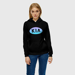 Толстовка-худи женская KIA logo neon, цвет: 3D-черный — фото 2