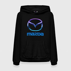 Толстовка-худи женская Mazda neon logo, цвет: 3D-черный