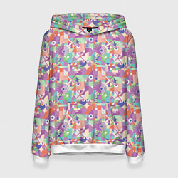 Толстовка-худи женская Геометрические фигуры со звездами, цвет: 3D-белый