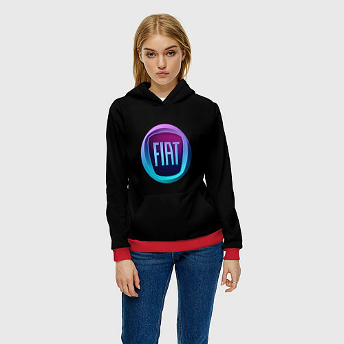 Женская толстовка FIAT logo neon / 3D-Красный – фото 3