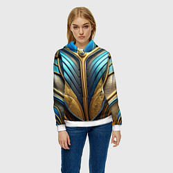 Толстовка-худи женская Объемная футуристичная объемная текстура из кожи, цвет: 3D-белый — фото 2