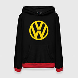 Толстовка-худи женская Volkswagen logo yellow, цвет: 3D-красный