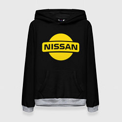 Толстовка-худи женская Nissan yellow logo, цвет: 3D-меланж