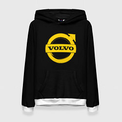 Толстовка-худи женская Volvo yellow logo, цвет: 3D-белый