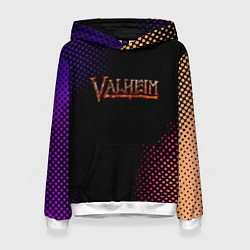 Толстовка-худи женская Valheim logo pattern, цвет: 3D-белый