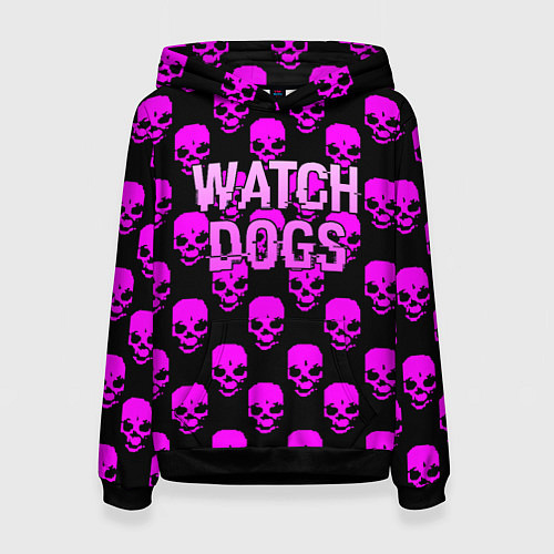 Женская толстовка Watch dogs neon skull / 3D-Черный – фото 1