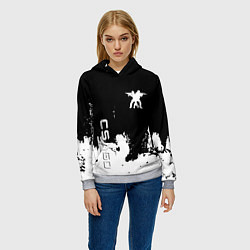 Толстовка-худи женская Контра белые лого, цвет: 3D-меланж — фото 2