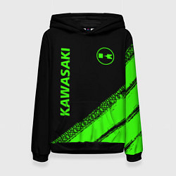 Толстовка-худи женская Kawasaki - logo, цвет: 3D-черный