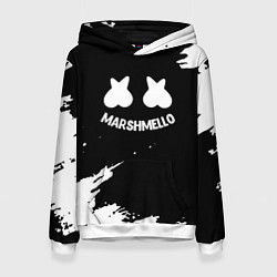 Толстовка-худи женская Marshmello белые краски, цвет: 3D-белый