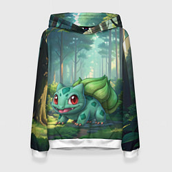 Толстовка-худи женская Bulbasaur pokemon, цвет: 3D-белый