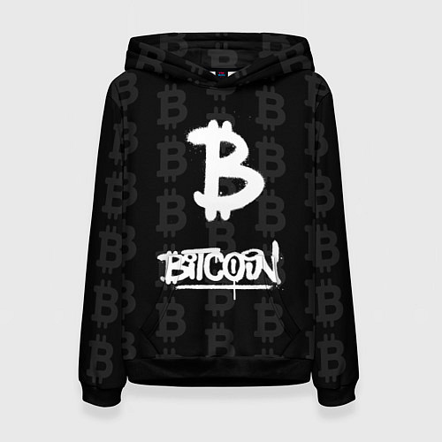 Женская толстовка Биткоин - граффити белый / 3D-Черный – фото 1