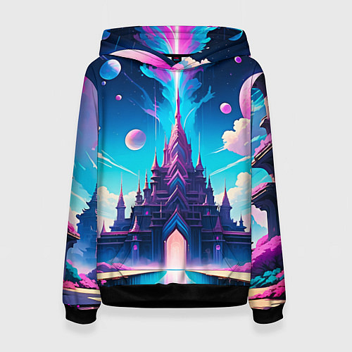 Женская толстовка Сказочный город - пейзаж / 3D-Черный – фото 1