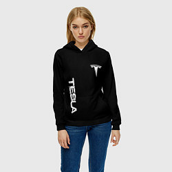 Толстовка-худи женская Tesla logo white, цвет: 3D-черный — фото 2