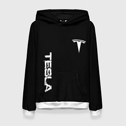 Толстовка-худи женская Tesla logo white, цвет: 3D-белый