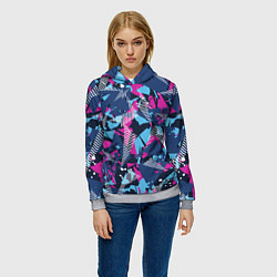 Толстовка-худи женская Яркий абстрактный узор для спорта, цвет: 3D-меланж — фото 2