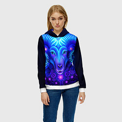 Толстовка-худи женская Знак зодиака овен, цвет: 3D-белый — фото 2