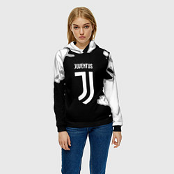 Толстовка-худи женская Juventus fc краски, цвет: 3D-черный — фото 2
