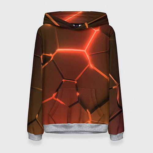 Женская толстовка Оранжевые неоновые плиты в разломе / 3D-Меланж – фото 1