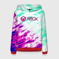 Толстовка-худи женская Xbox краски текстура игры, цвет: 3D-красный