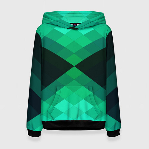 Женская толстовка Изумрудная мозаика / 3D-Черный – фото 1