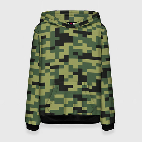 Женская толстовка Камуфляжный стиль текстура пикселя / 3D-Черный – фото 1