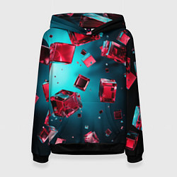 Толстовка-худи женская Взрыв из камней, цвет: 3D-черный