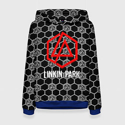 Толстовка-худи женская Linkin park logo pattern, цвет: 3D-синий