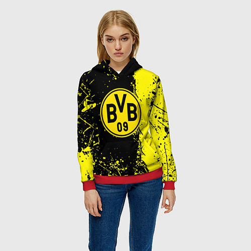 Женская толстовка Borussia fc краски / 3D-Красный – фото 3