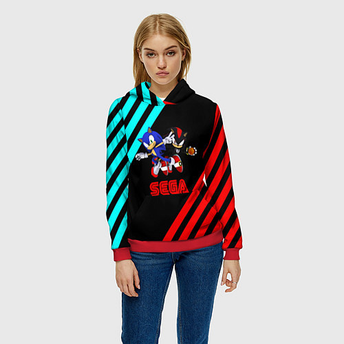 Женская толстовка Sonic sega geometry / 3D-Красный – фото 3