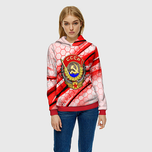 Женская толстовка СССР текстура броня / 3D-Красный – фото 3