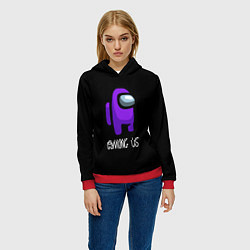 Толстовка-худи женская Among us фиолетовый, цвет: 3D-красный — фото 2
