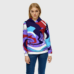 Толстовка-худи женская Клякса абстракция, цвет: 3D-белый — фото 2
