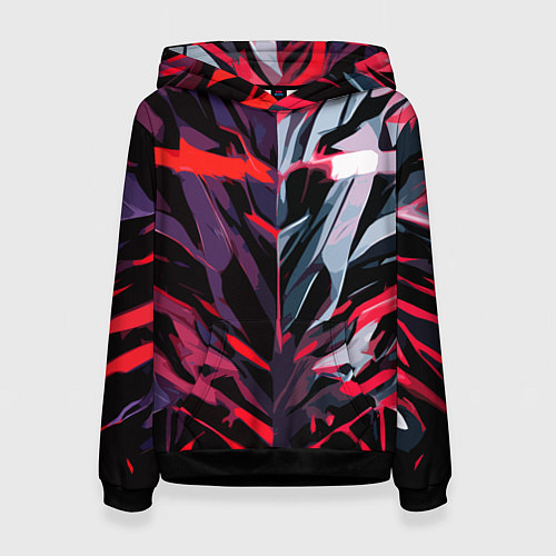 Женская толстовка Хаотичная чёрно-красная абстракция / 3D-Черный – фото 1