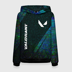 Толстовка-худи женская Valorant glitch blue cybersport, цвет: 3D-черный