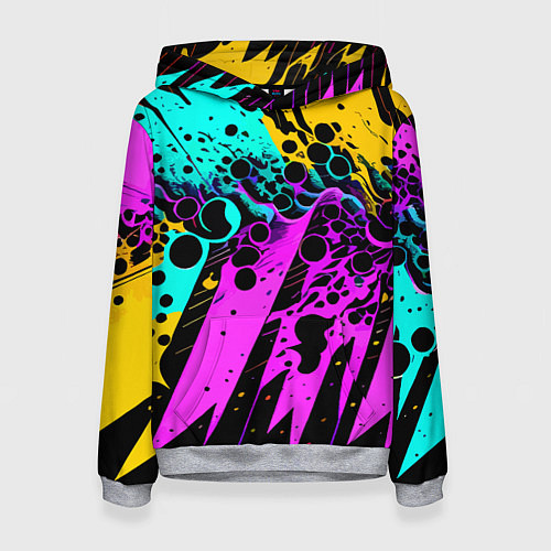 Женская толстовка Разноцветная неоновая абстракция - нейроарт / 3D-Меланж – фото 1
