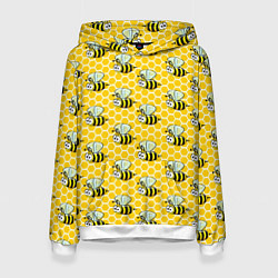 Толстовка-худи женская Пчелиный паттерн, цвет: 3D-белый