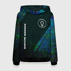 Толстовка-худи женская Marilyn Manson glitch blue, цвет: 3D-черный