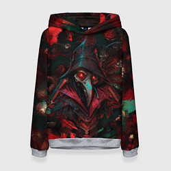 Толстовка-худи женская Чумной доктор с пылающим взором, цвет: 3D-меланж