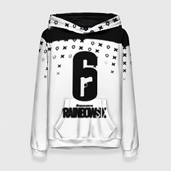 Толстовка-худи женская Rainbox six game pattern, цвет: 3D-белый