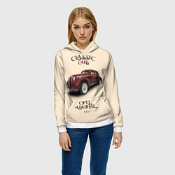 Толстовка-худи женская Классические автомобиль 1939 года Opel Admiral, цвет: 3D-белый — фото 2