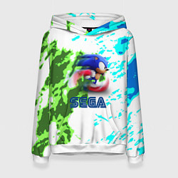 Толстовка-худи женская Sonic sega game, цвет: 3D-белый