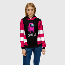 Толстовка-худи женская Among us geometry pink, цвет: 3D-черный — фото 2