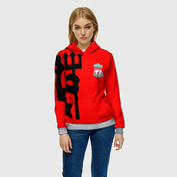 Толстовка-худи женская Liverpool fc sport steel, цвет: 3D-меланж — фото 2