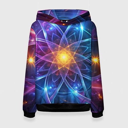 Женская толстовка Космический закрученный узор-лотос: энергия вселен / 3D-Черный – фото 1