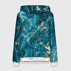 Толстовка-худи женская Мраморная текстура с золотом, цвет: 3D-белый